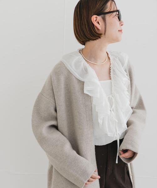 F by ROSSO（エフバイロッソ）の「F by ROSSO　フリルカラーシアーブラウス（シャツ/ブラウス・レディース・ブラック/オフホワイト・FREE）」の14枚目の写真