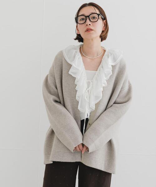 F by ROSSO（エフバイロッソ）の「F by ROSSO　フリルカラーシアーブラウス（シャツ/ブラウス・レディース・ブラック/オフホワイト・FREE）」の13枚目の写真