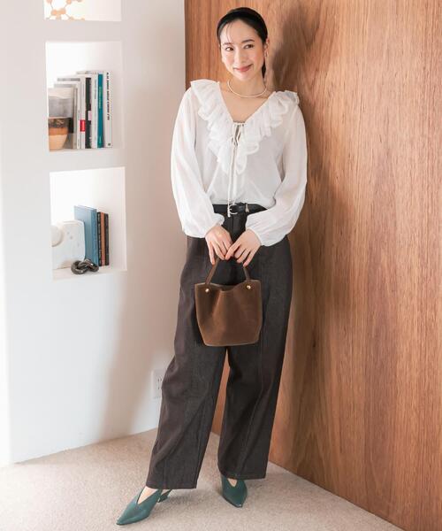 F by ROSSO（エフバイロッソ）の「F by ROSSO　フリルカラーシアーブラウス（シャツ/ブラウス・レディース・ブラック/オフホワイト・FREE）」の20枚目の写真