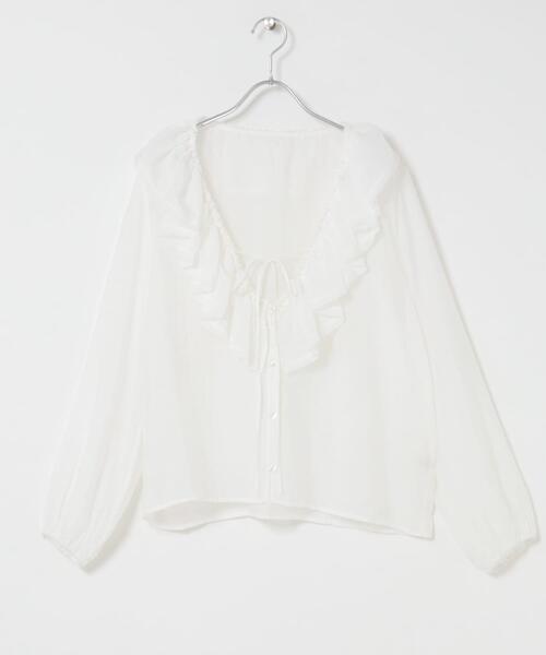 F by ROSSO（エフバイロッソ）の「F by ROSSO　フリルカラーシアーブラウス（シャツ/ブラウス・レディース・ブラック/オフホワイト・FREE）」の19枚目の写真