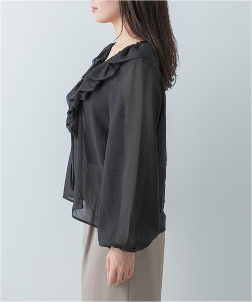 F by ROSSO（エフバイロッソ）の「F by ROSSO　フリルカラーシアーブラウス（シャツ/ブラウス・レディース・ブラック/オフホワイト・FREE）」の21枚目の写真