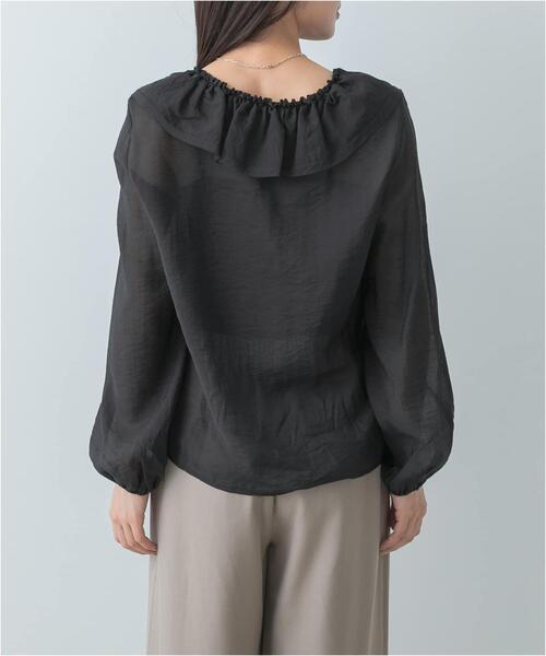 F by ROSSO（エフバイロッソ）の「F by ROSSO　フリルカラーシアーブラウス（シャツ/ブラウス・レディース・ブラック/オフホワイト・FREE）」の8枚目の写真