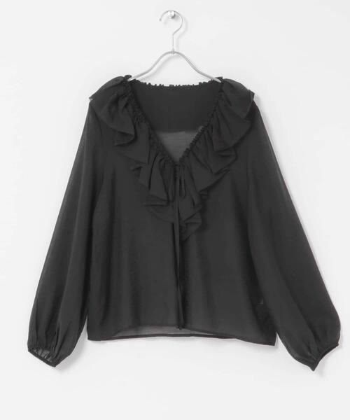 F by ROSSO（エフバイロッソ）の「F by ROSSO　フリルカラーシアーブラウス（シャツ/ブラウス・レディース・ブラック/オフホワイト・FREE）」の7枚目の写真