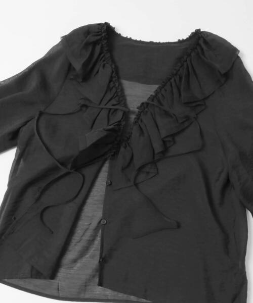 F by ROSSO（エフバイロッソ）の「F by ROSSO　フリルカラーシアーブラウス（シャツ/ブラウス・レディース・ブラック/オフホワイト・FREE）」の6枚目の写真