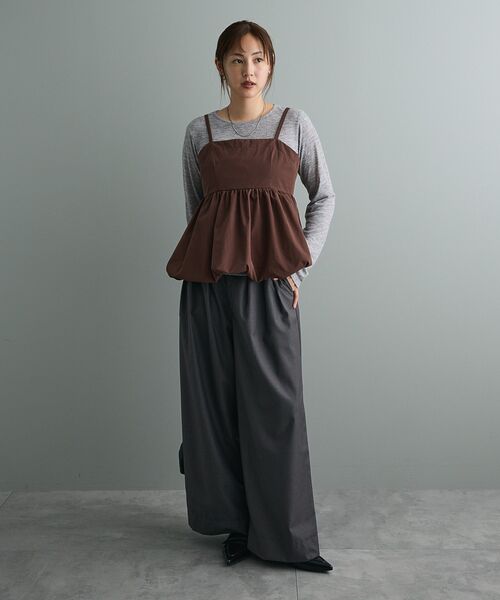CRAFT STANDARD BOUTIQUE(クラフトスタンダードブティック)の「3タックワイドスラックス◆(その他パンツ・レディース・ブラウン/チャコールグレー・M/L)」の7枚目の写真