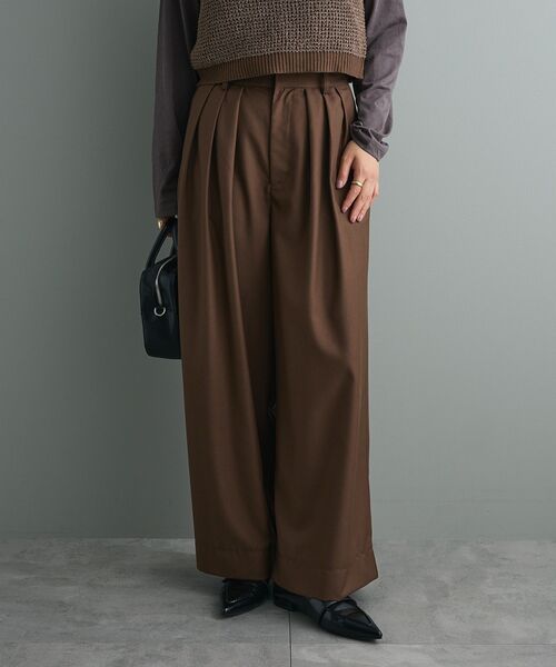 CRAFT STANDARD BOUTIQUE(クラフトスタンダードブティック)の「3タックワイドスラックス◆(その他パンツ・レディース・ブラウン/チャコールグレー・M/L)」の14枚目の写真