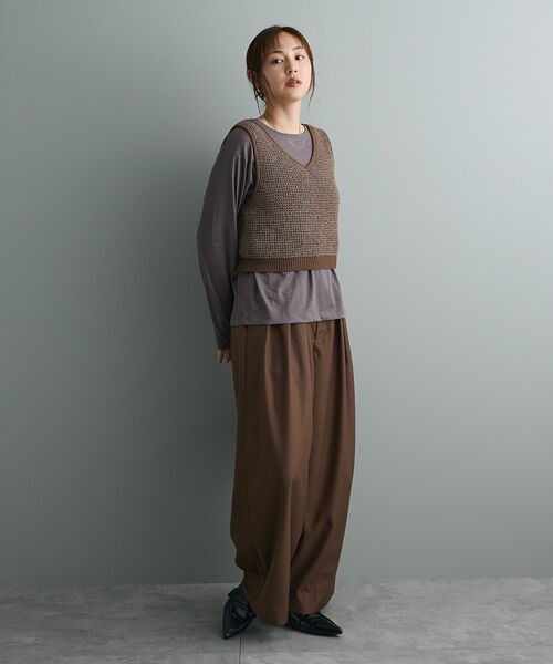 CRAFT STANDARD BOUTIQUE(クラフトスタンダードブティック)の「3タックワイドスラックス◆(その他パンツ・レディース・ブラウン/チャコールグレー・M/L)」の19枚目の写真