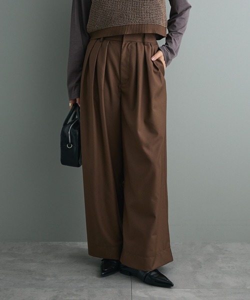 CRAFT STANDARD BOUTIQUE(クラフトスタンダードブティック)の「3タックワイドスラックス◆(その他パンツ・レディース・ブラウン/チャコールグレー・M/L)」の1枚目の写真