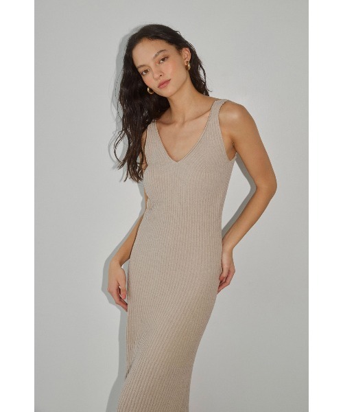 ALEXIA STAM（アリシアスタン）の「Rib Knit Flare Dress /カップ付きリブニットワンピース（ワンピース・レディース・グレー/ベージュ/バーガンディー・M/S）」の3枚目の写真