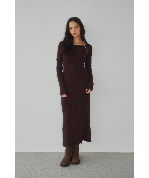 ALEXIA STAM（アリシアスタン）の「Rib Knit Flare Dress /カップ付きリブニットワンピース（ワンピース・レディース・グレー/ベージュ/バーガンディー・M/S）」の16枚目の写真