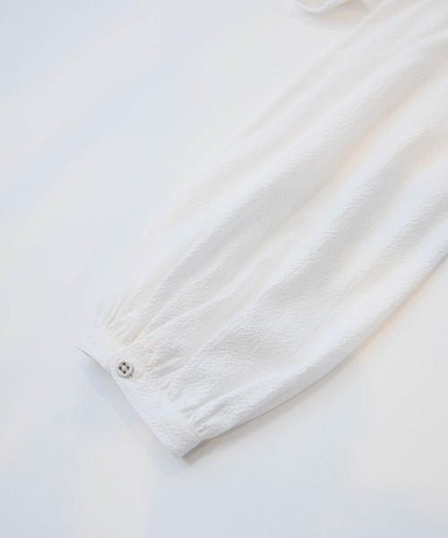 LA MARINE FRANCAISE（マリン フランセーズ）の「サッカースタンドギャザーブラウス（シャツ/ブラウス・レディース・ネイビー/ホワイト・FREE）」の7枚目の写真