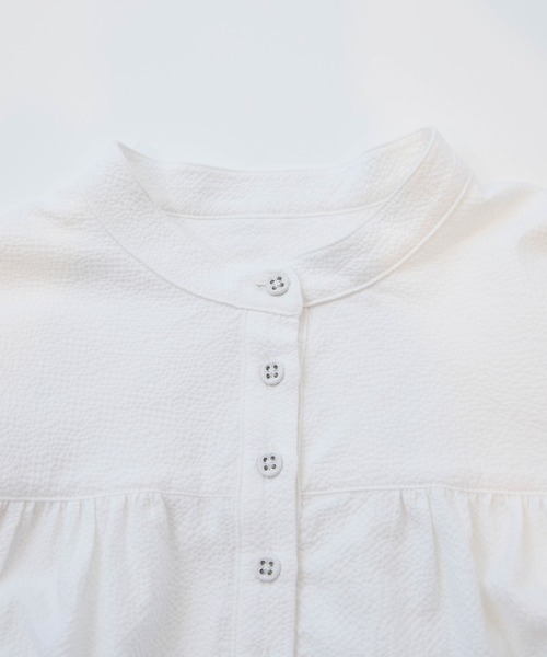 LA MARINE FRANCAISE（マリン フランセーズ）の「サッカースタンドギャザーブラウス（シャツ/ブラウス・レディース・ネイビー/ホワイト・FREE）」の6枚目の写真