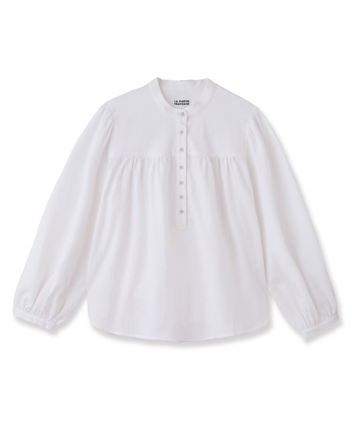 LA MARINE FRANCAISE（マリン フランセーズ）の「サッカースタンドギャザーブラウス（シャツ/ブラウス・レディース・ネイビー/ホワイト・FREE）」の4枚目の写真