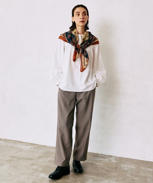 LA MARINE FRANCAISE（マリン フランセーズ）の「サッカースタンドギャザーブラウス（シャツ/ブラウス・レディース・ネイビー/ホワイト・FREE）」の3枚目の写真