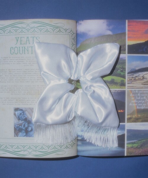 Ray BEAMS（レイビームス）の「サテン フリンジ シュシュ（その他ヘアアクセサリー・レディース・ホワイト/ダークブラウン・ONE SIZE）」の6枚目の写真