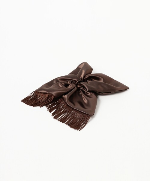Ray BEAMS（レイビームス）の「サテン フリンジ シュシュ（その他ヘアアクセサリー・レディース・ホワイト/ダークブラウン・ONE SIZE）」の3枚目の写真