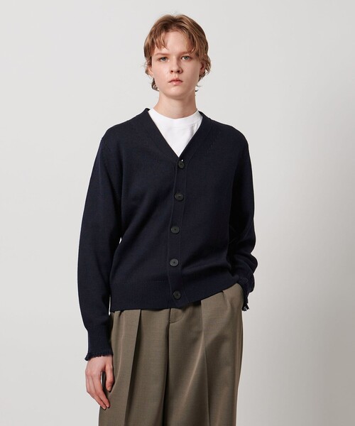 【美品】LOEFF ロエフ フリンジ Vネック カーディガン チャコール LOEFF＞9ゲージ フリンジ カーディガン UNISEX（ニット/セーター