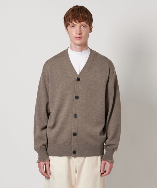 【美品】LOEFF ロエフ フリンジ Vネック カーディガン チャコール LOEFF ニット 「LOEFF」ウール 9G フリンジ カーディガン UNISEX