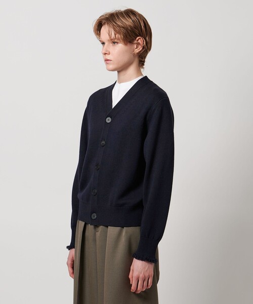 LOEFF＞9ゲージ フリンジ カーディガン UNISEX（ニット/セーター