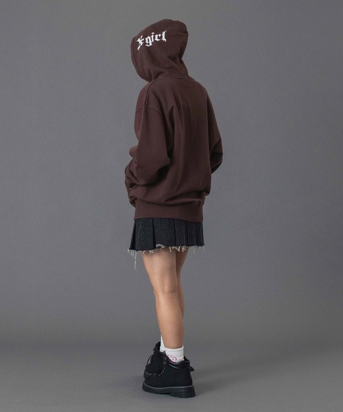 X-girl（エックスガール）の「OLD ENGLISH LOGO ZIP UP SWEAT HOODIE（パーカー・レディース・アッシュ/ブラック/ブラウン・S/M）」の7枚目の写真