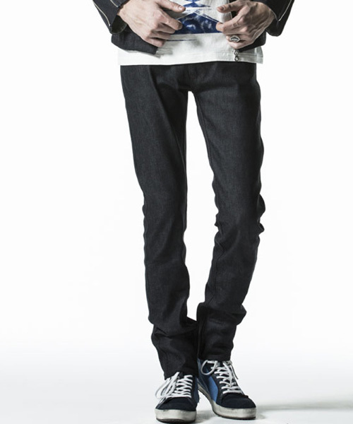 NO ID.（ノーアイディ）の「mp4078-ﾘｼﾞｯﾄｽﾄﾚｯﾁﾃﾞﾆﾑｽｷﾆｰPT（デニムパンツ・メンズ・インディゴブルー/ブラック/ホワイト・3/2/1）」の3枚目の写真