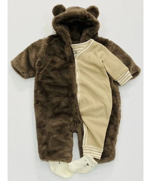 セール】フェイクファー くまさん フード付きカバーオール (ベビー
