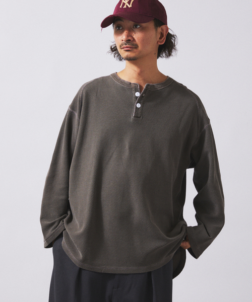 JOURNAL STANDARD relume（ジャーナルスタンダード　レリューム）の「バックピケ ヘンリーネック 3/4 スリーブ（Tシャツ/カットソー・メンズ・ナチュラル/ブラウン/ブラックミックス・MEDIUM/LARGE）」の21枚目の写真