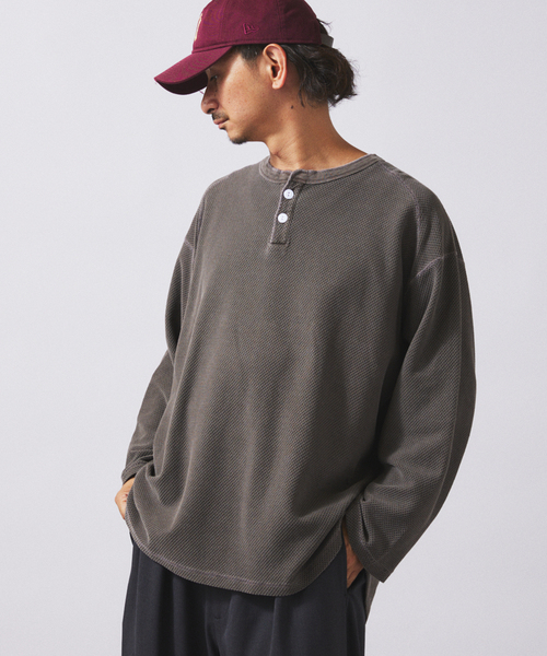 JOURNAL STANDARD relume（ジャーナルスタンダード　レリューム）の「バックピケ ヘンリーネック 3/4 スリーブ（Tシャツ/カットソー・メンズ・ナチュラル/ブラウン/ブラックミックス・MEDIUM/LARGE）」の22枚目の写真