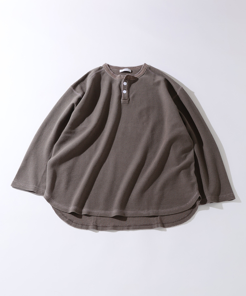 JOURNAL STANDARD relume（ジャーナルスタンダード　レリューム）の「バックピケ ヘンリーネック 3/4 スリーブ（Tシャツ/カットソー・メンズ・ナチュラル/ブラウン/ブラックミックス・MEDIUM/LARGE）」の9枚目の写真