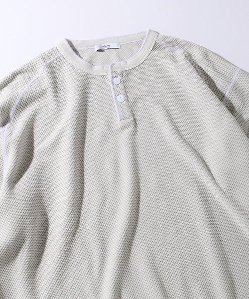 JOURNAL STANDARD relume（ジャーナルスタンダード　レリューム）の「バックピケ ヘンリーネック 3/4 スリーブ（Tシャツ/カットソー・メンズ・ナチュラル/ブラウン/ブラックミックス・MEDIUM/LARGE）」の12枚目の写真