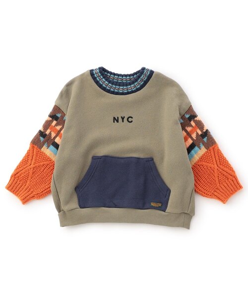 F.O.KIDS（エフオーキッズ）の「【ジュニア対応】ニットドッキングプルオーバー（スウェット・キッズ・キナリ/カーキ・140/130/120/110/100/90/80）」の2枚目の写真