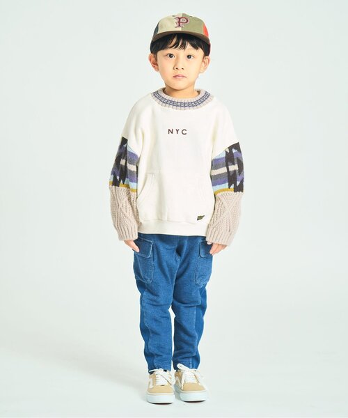 F.O.KIDS（エフオーキッズ）の「【ジュニア対応】ニットドッキングプルオーバー（スウェット・キッズ・キナリ/カーキ・140/130/120/110/100/90/80）」の3枚目の写真