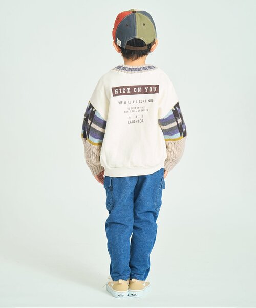 F.O.KIDS（エフオーキッズ）の「【ジュニア対応】ニットドッキングプルオーバー（スウェット・キッズ・キナリ/カーキ・140/130/120/110/100/90/80）」の4枚目の写真