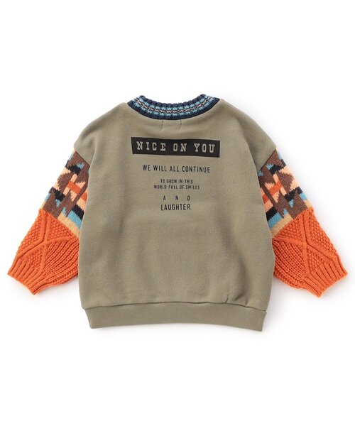 F.O.KIDS（エフオーキッズ）の「【ジュニア対応】ニットドッキングプルオーバー（スウェット・キッズ・キナリ/カーキ・140/130/120/110/100/90/80）」の6枚目の写真