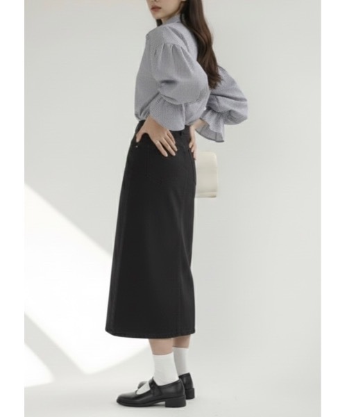 SALTMINT(ソルトミント)の「ボリュームスリーブストライプシャツ(シャツ/ブラウス・レディース・サックスブルー系/ブラック・FREE)」の7枚目の写真