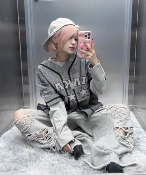 Never mind the XU / Chikashitsu+（ネバーマインド ザ エックスユー / チカシツプラス）の「【nmtc+】damage sweat pants / 【エヌエムティーシープラス】ダメージスウェットパンツ（スウェットパンツ・メンズ・ブラック/グレー・ONE SIZE）」の2枚目の写真