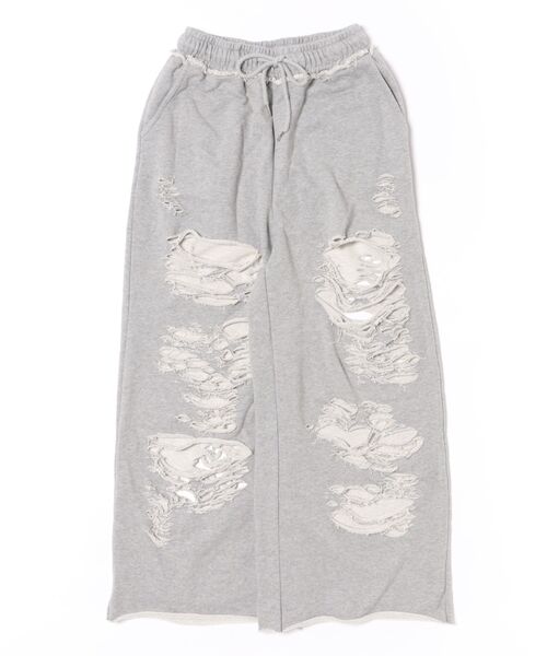 Never mind the XU / Chikashitsu+（ネバーマインド ザ エックスユー / チカシツプラス）の「【nmtc+】damage sweat pants / 【エヌエムティーシープラス】ダメージスウェットパンツ（スウェットパンツ・メンズ・ブラック/グレー・ONE SIZE）」の11枚目の写真