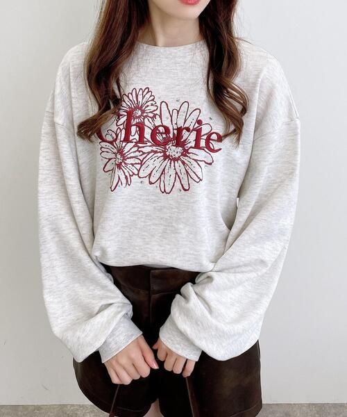 INGNI(イング)の「フラワーロゴスウェットトップス(スウェット・レディース・グレー×ホワイト/ブラック×ピンク/ベージュ系その他/ブラウン系6/ベージュ系その他2・M)」の5枚目の写真
