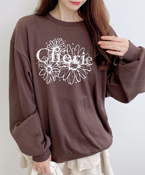 INGNI(イング)の「フラワーロゴスウェットトップス(スウェット・レディース・グレー×ホワイト/ブラック×ピンク/ベージュ系その他/ブラウン系6/ベージュ系その他2・M)」の3枚目の写真