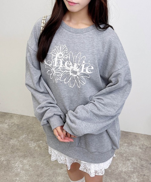 INGNI(イング)の「フラワーロゴスウェットトップス(スウェット・レディース・グレー×ホワイト/ブラック×ピンク/ベージュ系その他/ブラウン系6/ベージュ系その他2・M)」の6枚目の写真