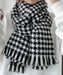 ストール マフラー チェック柄」に該当するブラック/黒色系の