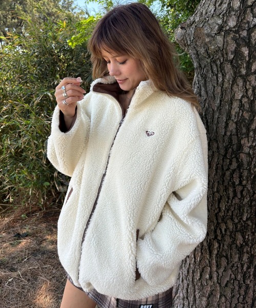 ROXY(ロキシー)の「CHEER UP /ロキシー撥水加工ジップアップドローコード付きナイロンボアリバーシブルジャケット(ブルゾン・レディース・ブラウン/ブラック/カーキ・MEDIUM/LARGE/SMALL)」の12枚目の写真