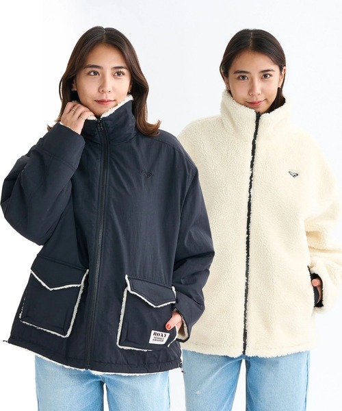 ROXY(ロキシー)の「CHEER UP /ロキシー撥水加工ジップアップドローコード付きナイロンボアリバーシブルジャケット(ブルゾン・レディース・ブラウン/ブラック/カーキ・MEDIUM/LARGE/SMALL)」の6枚目の写真