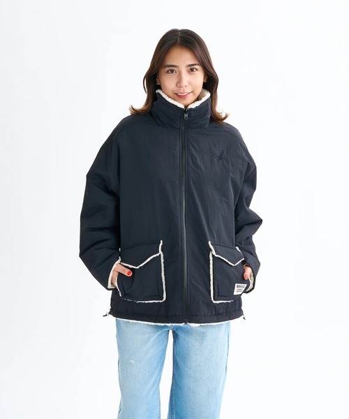 ROXY(ロキシー)の「CHEER UP /ロキシー撥水加工ジップアップドローコード付きナイロンボアリバーシブルジャケット(ブルゾン・レディース・ブラウン/ブラック/カーキ・MEDIUM/LARGE/SMALL)」の7枚目の写真