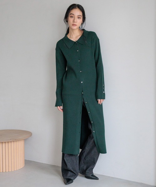 セール】マエボタンエリニットワンピース 580819（ワンピース