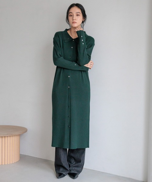 LOWRYS FARM（ローリーズファーム）の「マエボタンエリニットワンピース　580819（ワンピース・レディース・アイボリー/ブラック/グリーン・FREE）」の7枚目の写真