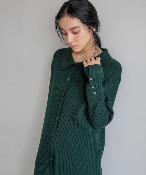LOWRYS FARM（ローリーズファーム）の「マエボタンエリニットワンピース　580819（ワンピース・レディース・アイボリー/ブラック/グリーン・FREE）」の8枚目の写真