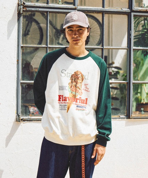 niko and...(ニコアンド)の「フードプリントラグランスウェット(スウェット・メンズ・グリーン/ブラウン/チャコール/ブラック・LARGE/MEDIUM)」の4枚目の写真