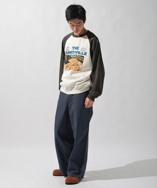 niko and...(ニコアンド)の「フードプリントラグランスウェット(スウェット・メンズ・グリーン/ブラウン/チャコール/ブラック・LARGE/MEDIUM)」の17枚目の写真