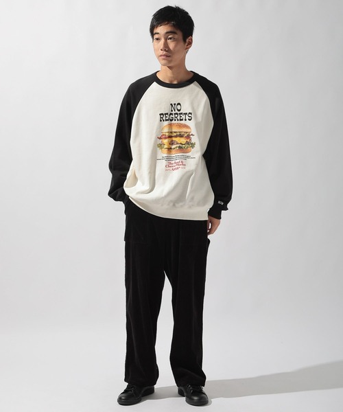 フードプリントラグランスウェット（スウェット）｜niko and